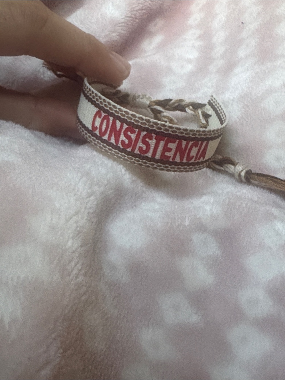 Consistencia Woven Bracelet with Red Lettering